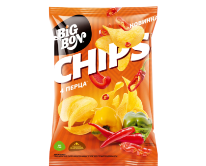 Картофельные чипсы BIGBON CHIPS со вкусом Четыре перца, 50г