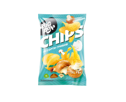 Чипсы картофельные BIGBON CHIPS Ассорти грибов, 74г