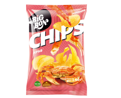 Картофельные чипсы BIGBON CHIPS со вкусом краба, 140г Картофельные чипсы BIGBON CHIPS со вкусом краба, 140г