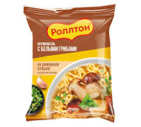 Вермишель быстрого приготовления Роллтон с белыми грибами, 60 г.