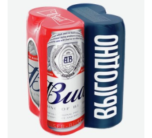 Пиво BUD светлое пастеризованное мультипак, 4*0,45л / Омск