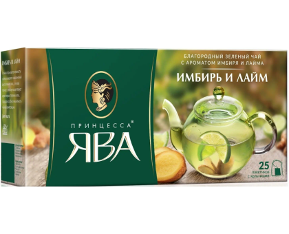 Чай зеленый Принцесса Ява Имбирь и лайм, 25*1,5г