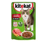 Kitekat влажный корм для кошек, Сочная говядина в желе, 85г 