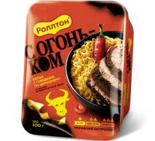 Лапша Роллтон, Говядина с соусом Огненно-острый чили,100г
