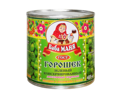 Горошек зеленый Баба Маня из мозговый сортов, 425г